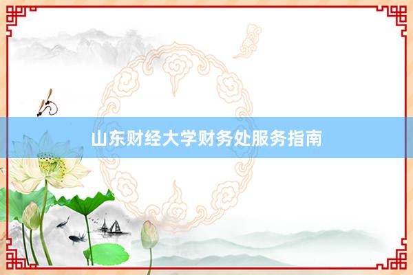 山东财经大学财务处服务指南